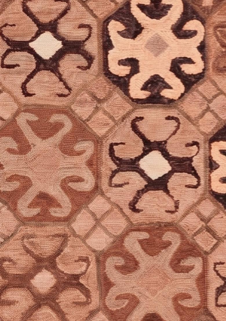 Saffron Rugs Hand Tufted Terracotta Brown Geometric  Rectangular Wool Area Rug - Indya