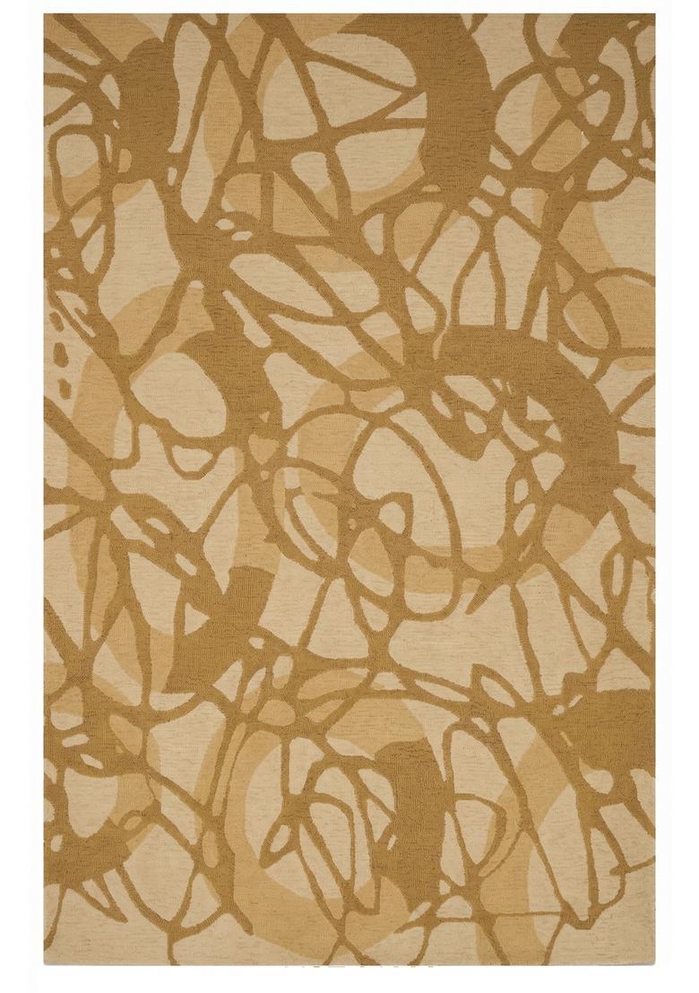Saffron Rugs Hand Tufted Golden Beige Swirls  Rectangular Wool Area Rug - Indya