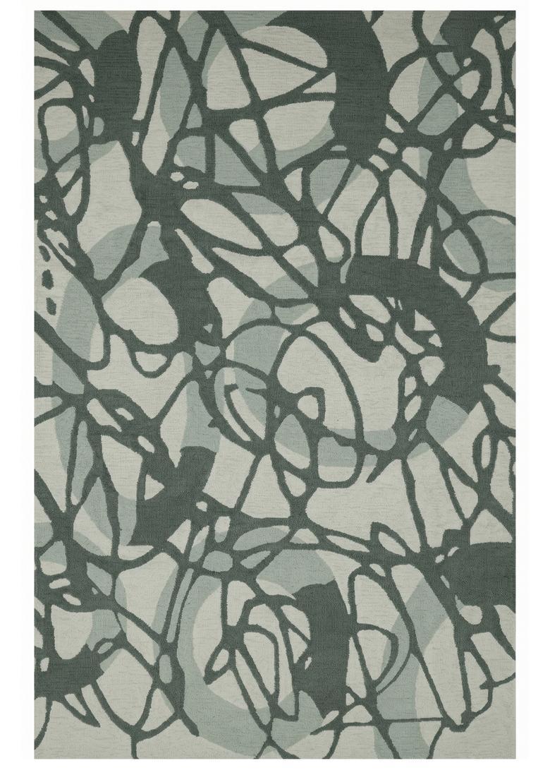 Saffron Rugs Hand Tufted Sage Green Swirls  Rectangular Wool Area Rug - Indya
