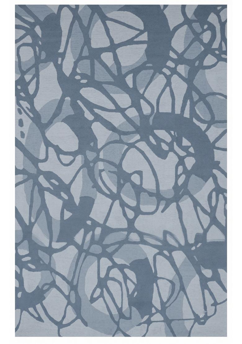 Saffron Rugs Hand Tufted Steel Blue Grey Swirls  Rectangular Wool Area Rug - Indya