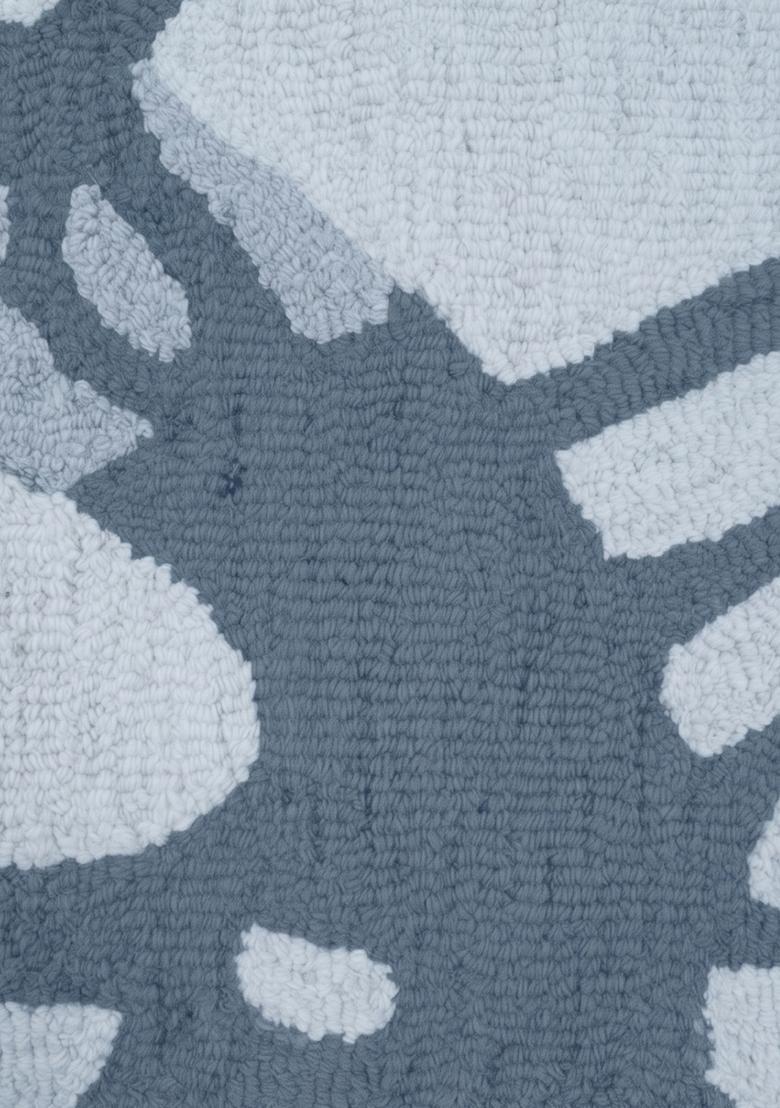 Saffron Rugs Hand Tufted Steel Blue Grey Swirls  Rectangular Wool Area Rug - Indya
