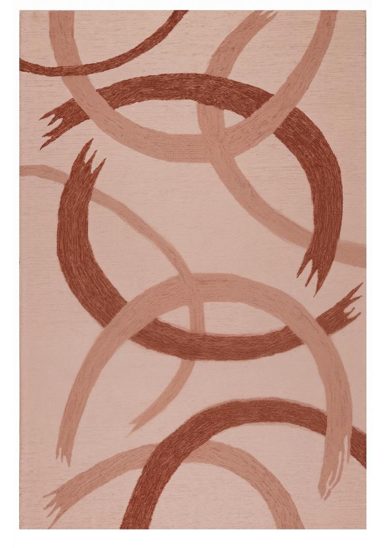Saffron Rugs Hand Tufted Blush Pink Swirls  Rectangular Wool Area Rug - Indya