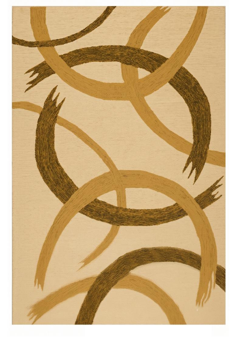 Saffron Rugs Hand Tufted Beige Gold Brown Swirls  Rectangular Wool Area Rug - Indya