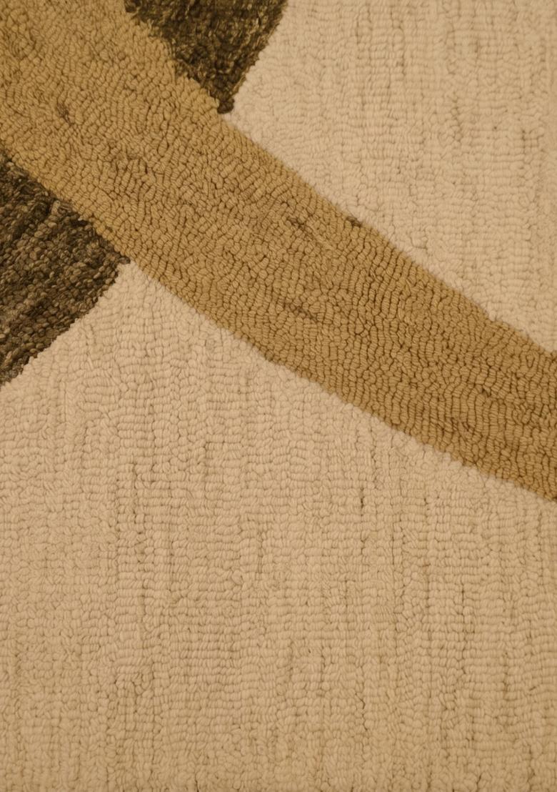 Saffron Rugs Hand Tufted Beige Gold Brown Swirls  Rectangular Wool Area Rug - Indya