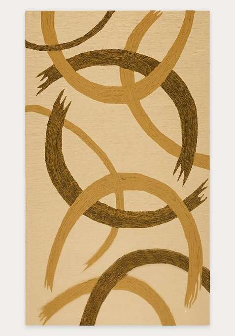100% Wool Handmade Beige Gold Brown Rug | Contemporary Swirls Carpet With Cotton Backing For Living Room