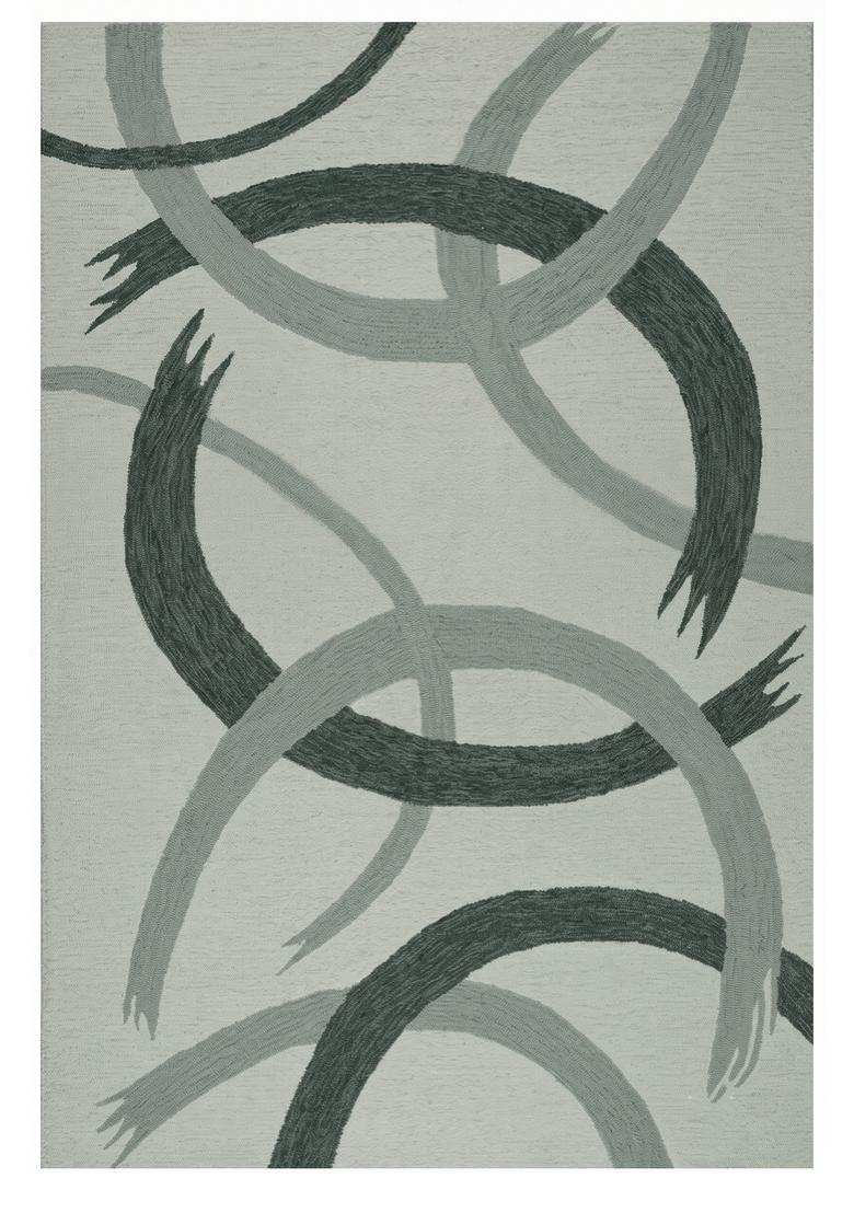 Saffron Rugs Hand Tufted Light Sage Grey Swirls  Rectangular Wool Area Rug - Indya
