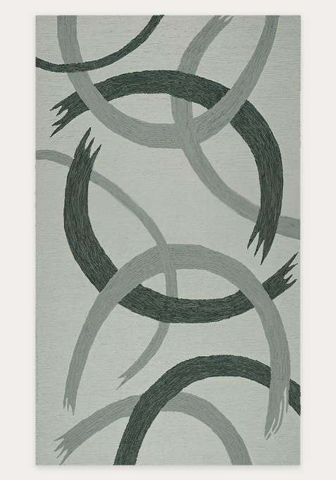 100% Wool Handmade Light Sage Grey Rug | Contemporary Swirls Carpet With Cotton Backing For Living Room