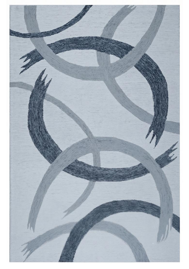 Saffron Rugs Hand Tufted Light Blue Grey Swirls  Rectangular Wool Area Rug - Indya