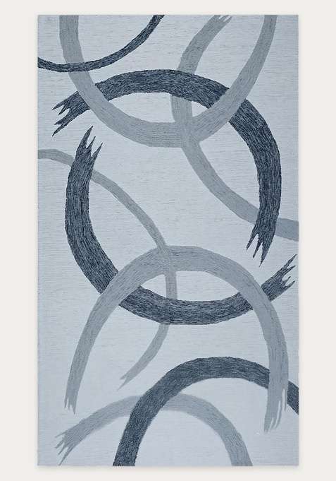 100% Wool Handmade Light Blue Grey Rug | Contemporary Swirls Carpet With Cotton Backing For Living Room