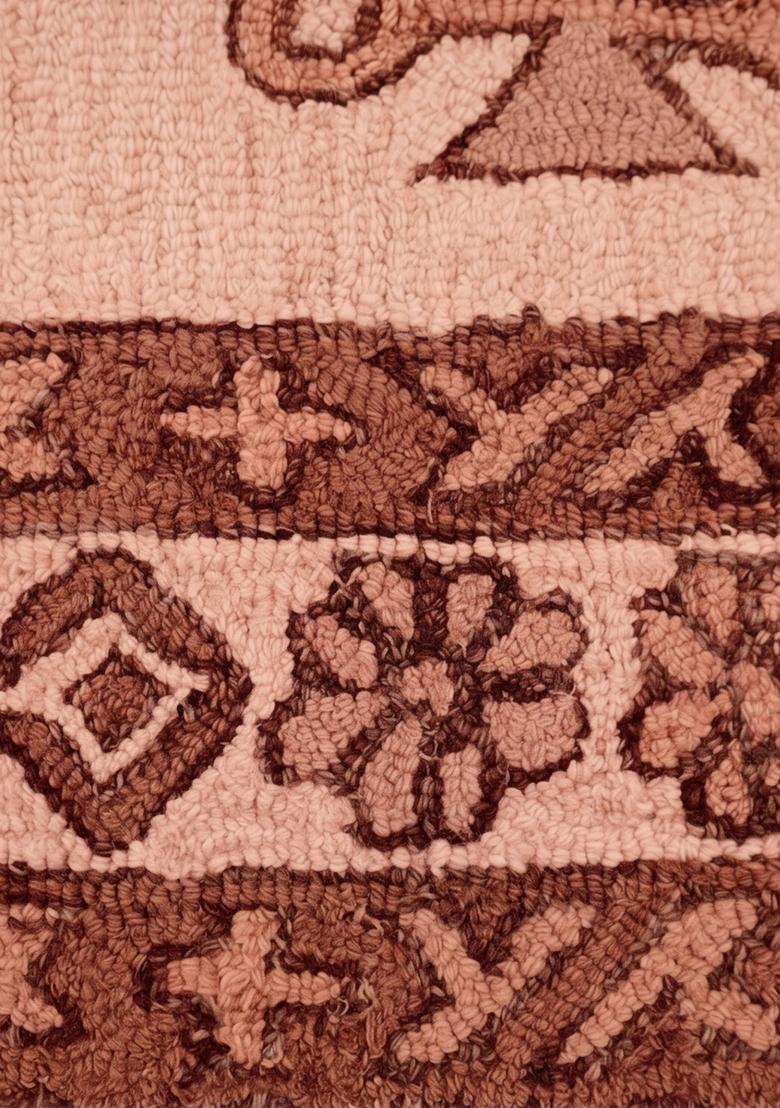 Saffron Rugs Hand Tufted Rust Brown Geometric  Rectangular Wool Area Rug - Indya