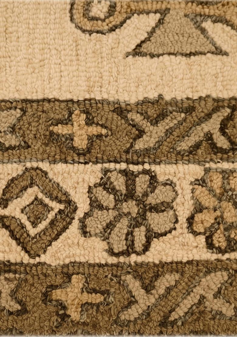 Saffron Rugs Hand Tufted Beige Brown Gold Geometric  Rectangular Wool Area Rug - Indya