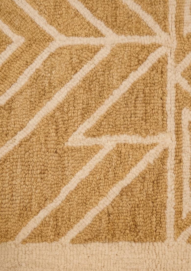 Saffron Rugs Hand Tufted Mustard Gold Geometric  Rectangular Wool Area Rug - Indya