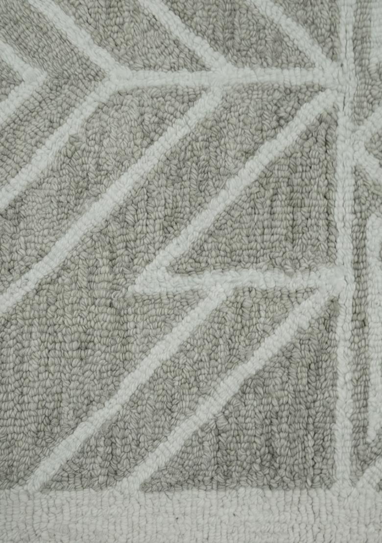 Saffron Rugs Hand Tufted Sage Green Geometric  Rectangular Wool Area Rug - Indya