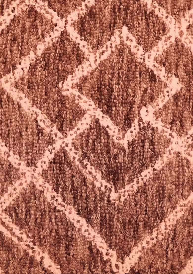 Saffron Rugs Hand Tufted Terracotta Trellis  Rectangular Wool Area Rug - Indya
