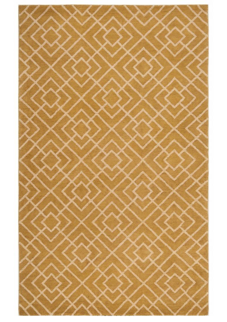 Saffron Rugs Hand Tufted Golden Yellow Trellis  Rectangular Wool Area Rug - Indya