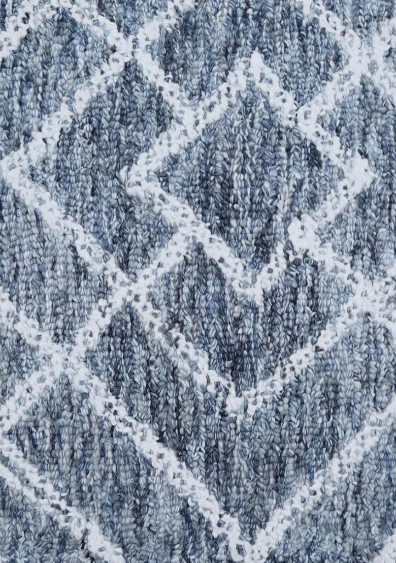 Saffron Rugs Hand Tufted Slate Blue Trellis  Rectangular Wool Area Rug - Indya