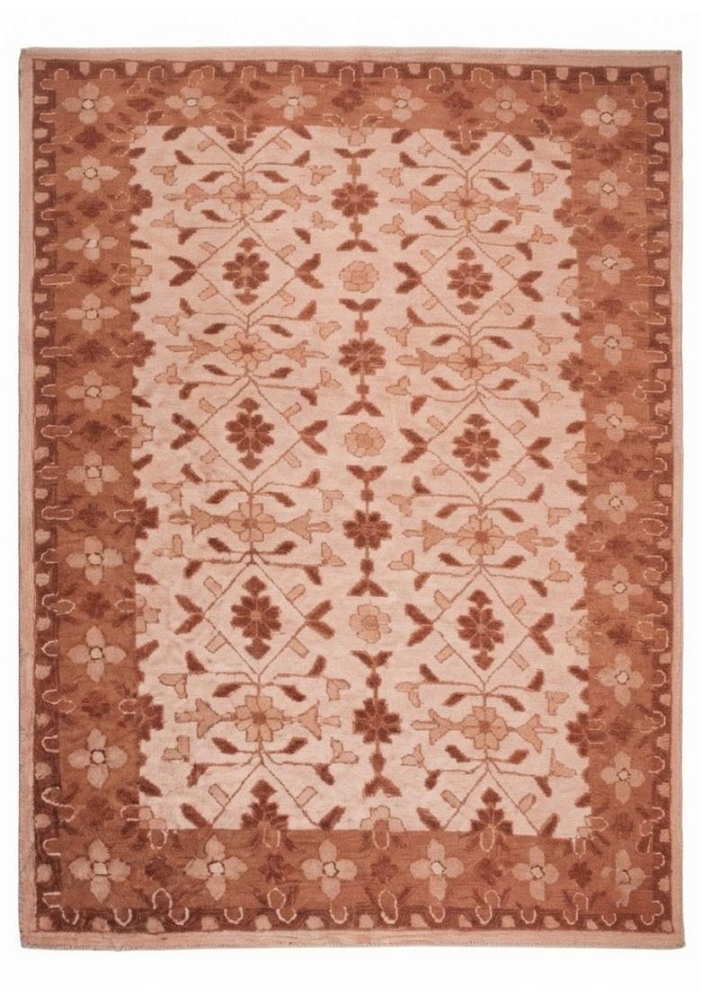 Saffron Rugs Hand Tufted Blush Brown Floral  Rectangular Wool Area Rug - Indya