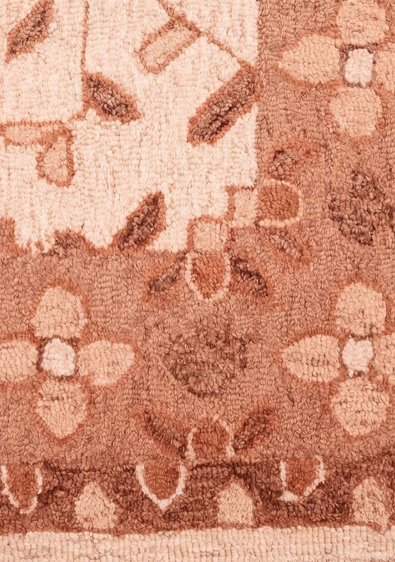 Saffron Rugs Hand Tufted Blush Brown Floral  Rectangular Wool Area Rug - Indya