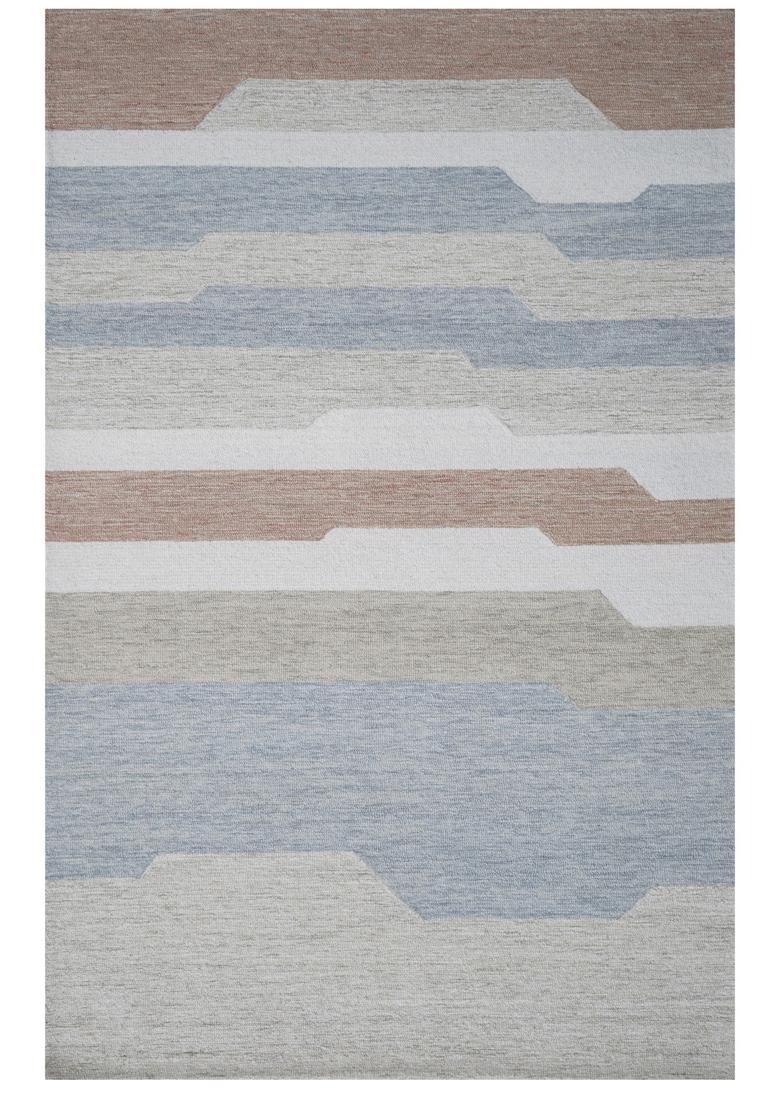 Saffron Rugs Hand Tufted Blue Grey Multi Geometric  Rectangular Wool Area Rug - Indya
