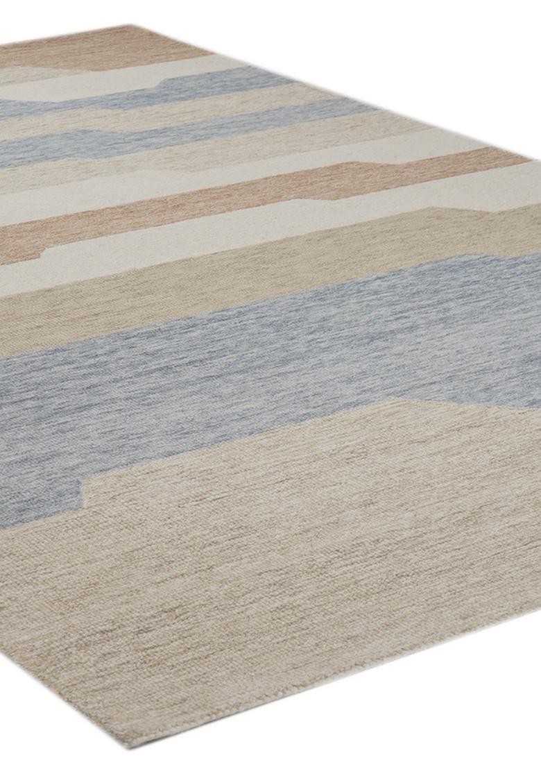 Saffron Rugs Hand Tufted Blue Grey Multi Geometric  Rectangular Wool Area Rug - Indya