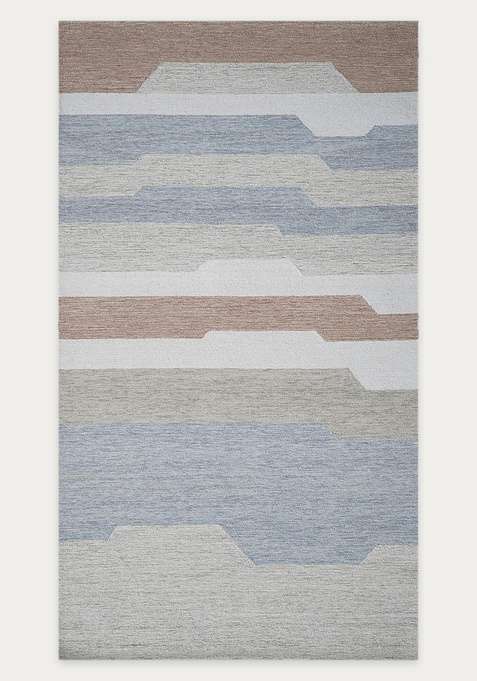 100% Wool Handmade Blue Grey Multi Rug | Contemporary Geometric Carpet With Cotton Backing For Living Room