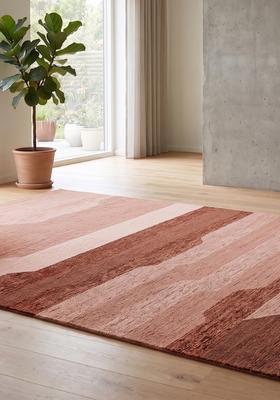 Saffron Rugs Hand Tufted Terracotta Brown Geometric  Rectangular Wool Area Rug