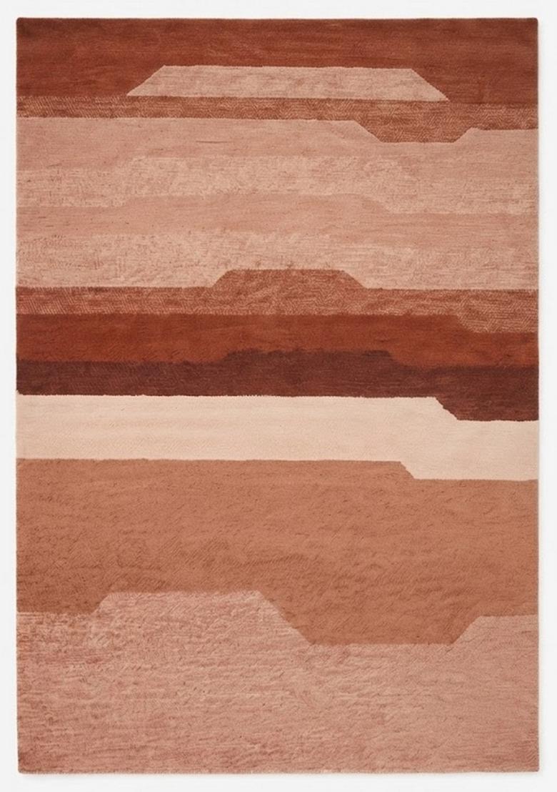 Saffron Rugs Hand Tufted Terracotta Brown Geometric  Rectangular Wool Area Rug - Indya