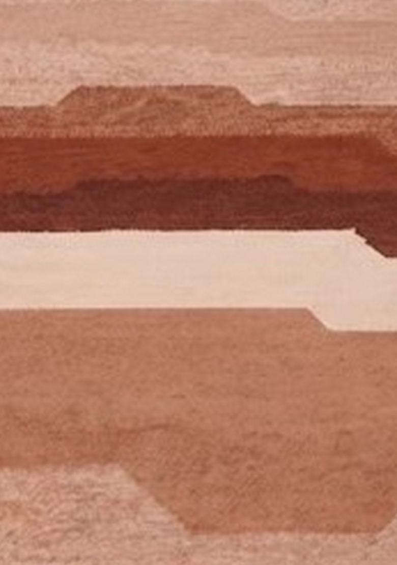 Saffron Rugs Hand Tufted Terracotta Brown Geometric  Rectangular Wool Area Rug - Indya