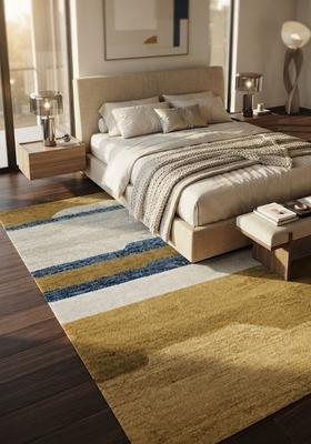 Saffron Rugs Hand Tufted Golden Mustard Geometric  Rectangular Wool Area Rug