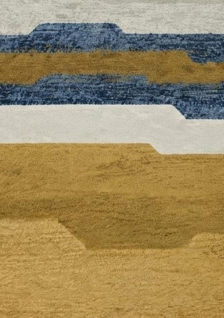 Saffron Rugs Hand Tufted Golden Mustard Geometric  Rectangular Wool Area Rug - Indya