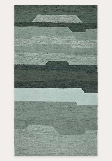 100% Wool Handmade Sage Grey Green Rug | Contemporary Geometric Carpet With Cotton Backing For Living Room
