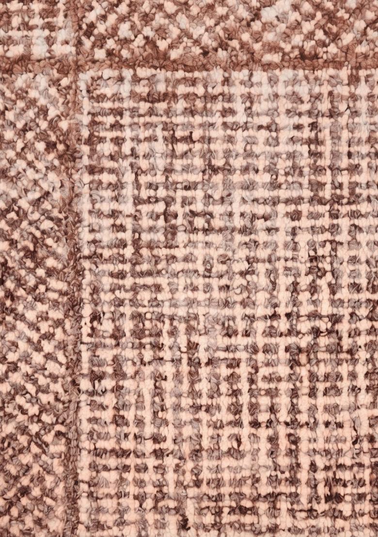 Saffron Rugs Hand Tufted Terracotta Brown Geometric  Rectangular Wool Area Rug - Indya