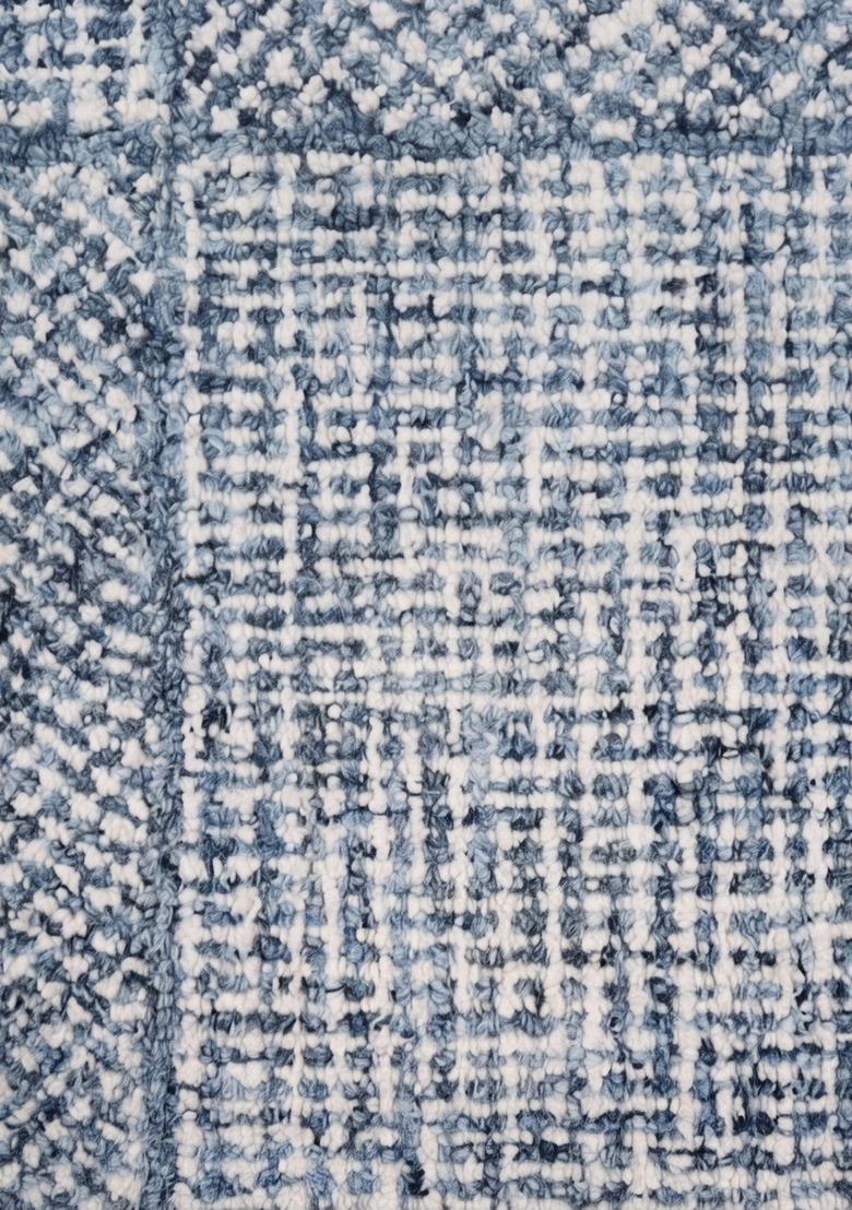 Saffron Rugs Hand Tufted Steel Blue Geometric  Rectangular Wool Area Rug - Indya