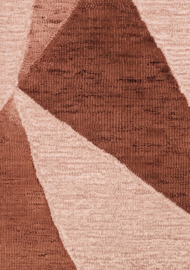 Saffron Rugs Hand Tufted Terracotta Brown Geometric  Rectangular Wool Area Rug - Indya