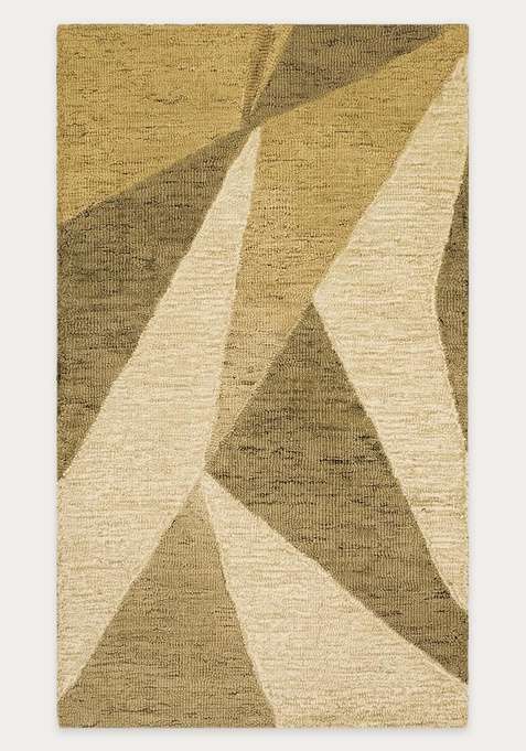 100% Wool Handmade Beige Olive Rug | Contemporary Geometric Carpet With Cotton Backing For Living Room