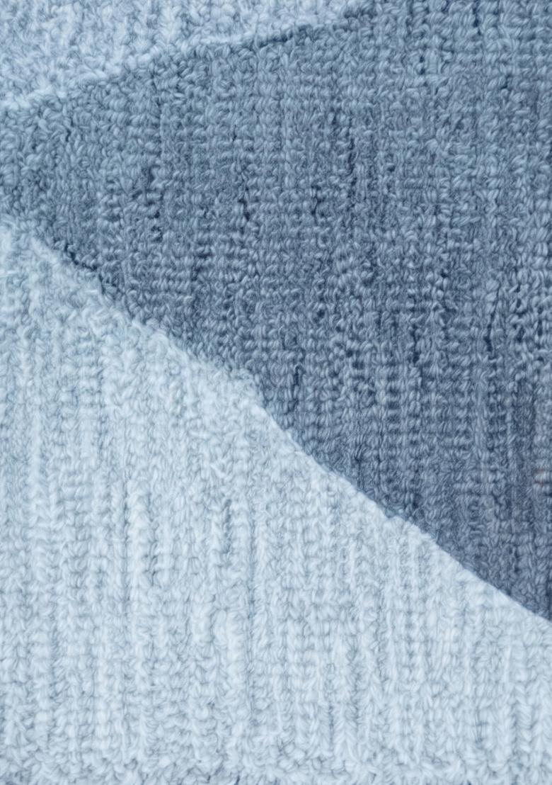 Saffron Rugs Hand Tufted Steel Blue Geometric  Rectangular Wool Area Rug - Indya