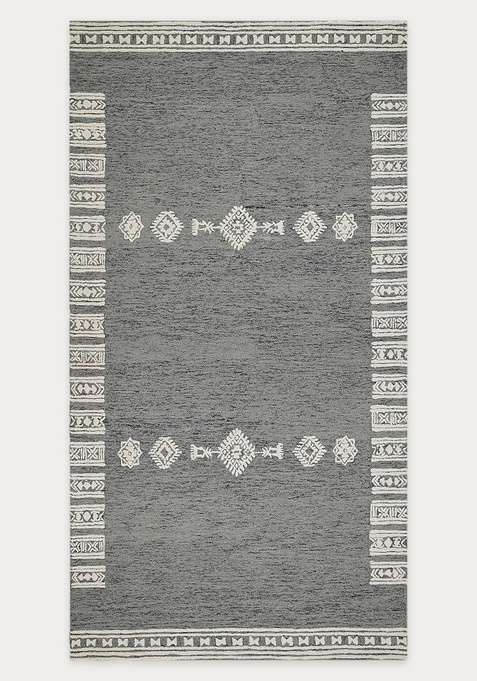 100% Wool Handmade Dark Grey Rug | Moroccan Geometric Carpet With Cotton Backing For Living Room