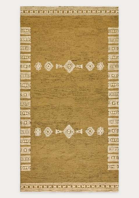 100% Wool Handmade Mustard Gold Rug | Moroccan Geometric Carpet With Cotton Backing For Living Room
