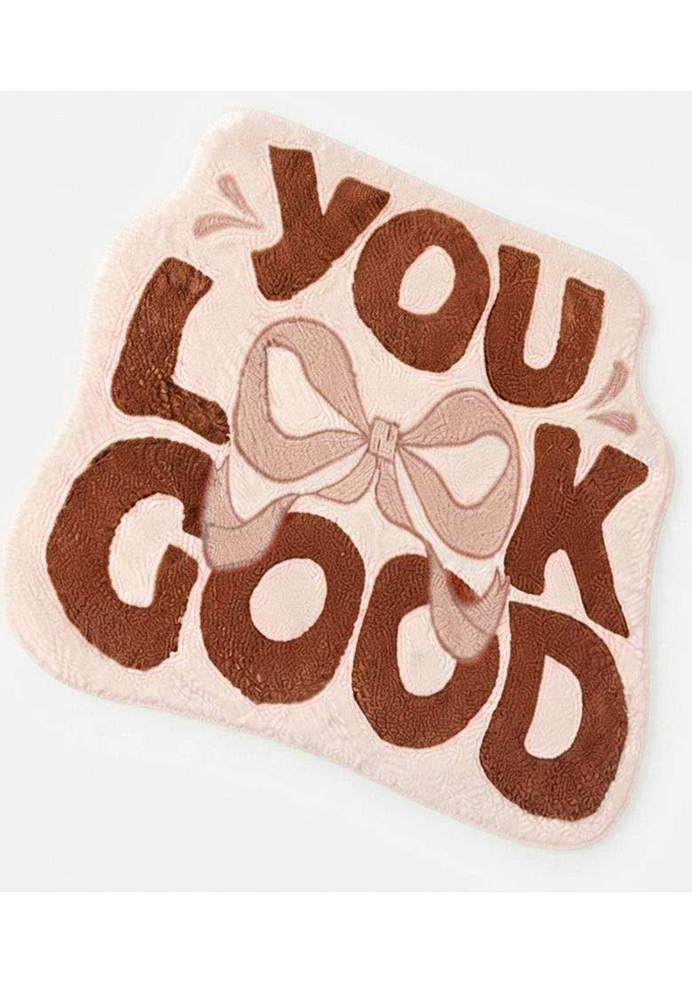 Saffron Rugs Hand Tufted Cotton Bath Mat | Cream Brown Scalloped | Anti Slip Backing | Contemporary Typography BATHMATS Bathroom Rug - Indya