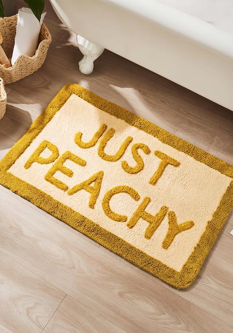 Saffron Rugs Hand Tufted Cotton Bath Mat | Mustard Yellow Rectangular | Anti Slip Backing | Casual Typography BATHMATS Bathroom Rug