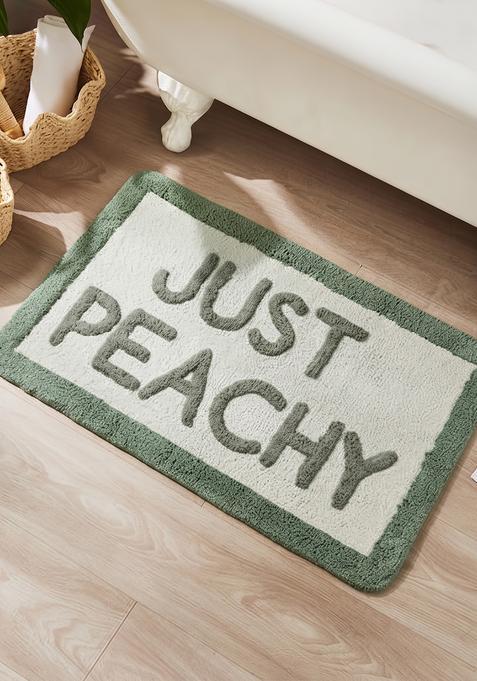 Saffron Rugs Hand Tufted Cotton Bath Mat | Sage Green Rectangular | Anti Slip Backing | Casual Typography BATHMATS Bathroom Rug