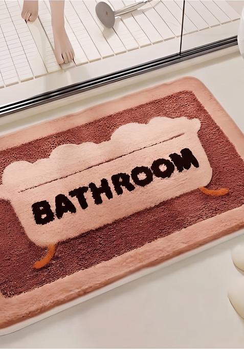 Saffron Rugs Hand Tufted Cotton Bath Mat | Dusty Rose Pink Rectangular | Anti Slip Backing | Casual Typography BATHMATS Bathroom Rug