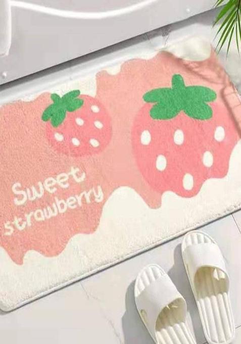 Saffron Rugs Hand Tufted Cotton Bath Mat | Pink Rectangular | Anti Slip Backing | Casual Typography BATHMATS Bathroom Rug