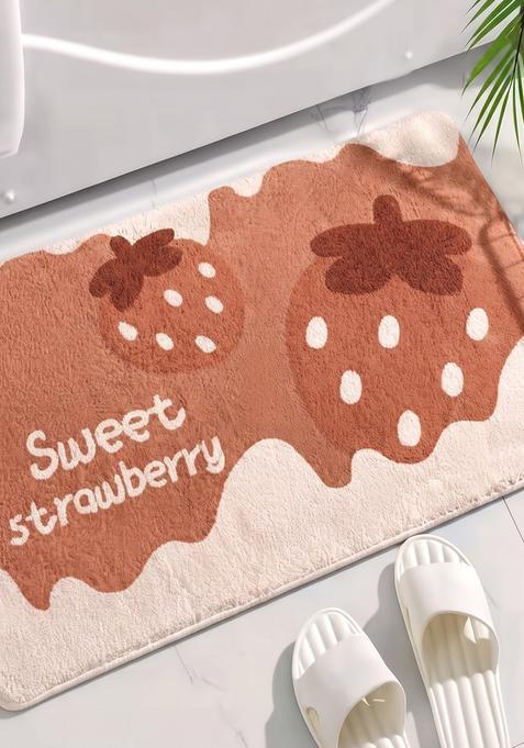 Saffron Rugs Hand Tufted Cotton Bath Mat | Terracotta Pink Rectangular | Anti Slip Backing | Casual Typography BATHMATS Bathroom Rug