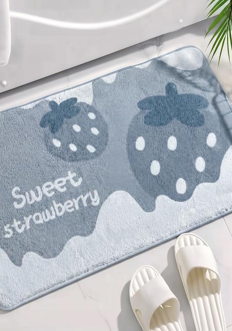 Saffron Rugs Hand Tufted Cotton Bath Mat | Steel Blue Grey Rectangular | Anti Slip Backing | Casual Typography BATHMATS Bathroom Rug