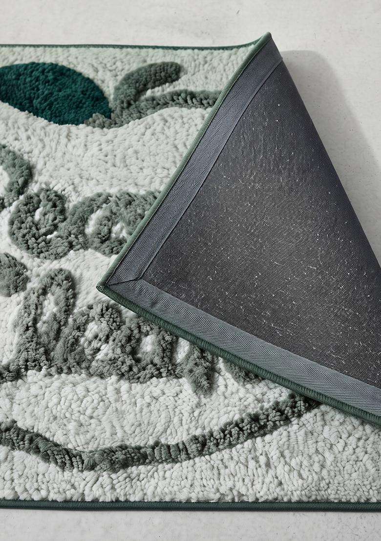 Saffron Rugs Hand Tufted Cotton Bath Mat | Light Grey Rectangular | Anti Slip Backing | Casual Typography BATHMATS Bathroom Rug - Indya