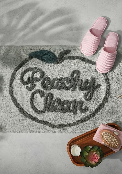 Saffron Rugs Hand Tufted Cotton Bath Mat | Light Grey Rectangular | Anti Slip Backing | Casual Typography BATHMATS Bathroom Rug