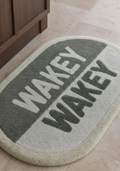 Saffron Rugs Hand Tufted Cotton Bath Mat | Olive Green Oval | Anti Slip Backing | Casual Typography BATHMATS Bathroom Rug