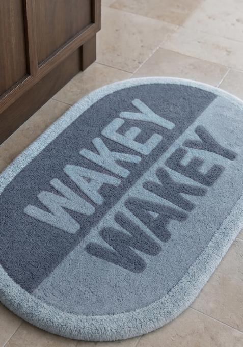 Saffron Rugs Hand Tufted Cotton Bath Mat | Blue Grey Oval | Anti Slip Backing | Casual Typography BATHMATS Bathroom Rug