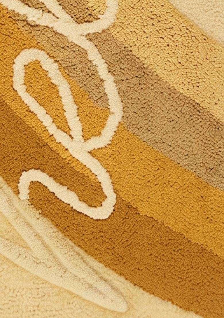 Saffron Rugs Hand Tufted Cotton Bath Mat | Mustard Yellow Rectangular | Anti Slip Backing | Boho Typography BATHMATS Bathroom Rug - Indya